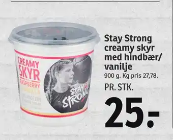 SPAR Stay Strong creamy skyr med hindbær/ vanilje tilbud