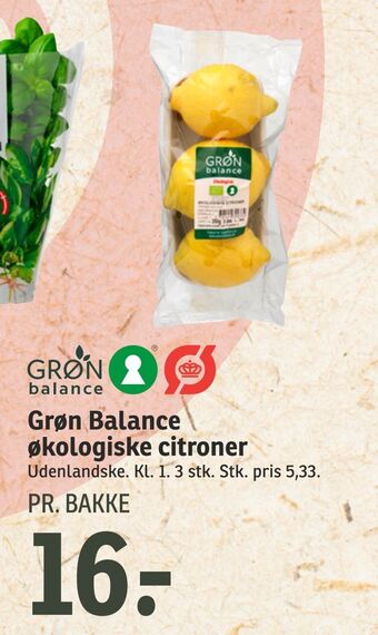 SPAR Grøn Balance økologiske citroner tilbud