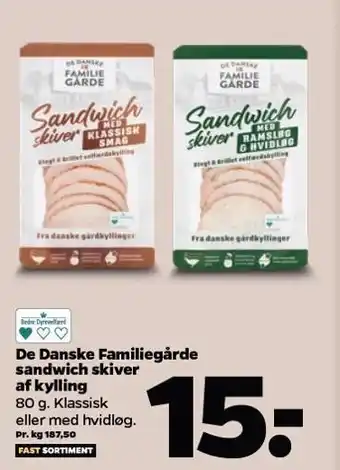 Netto De Danske familiegårde sandwich skiver af kylling tilbud