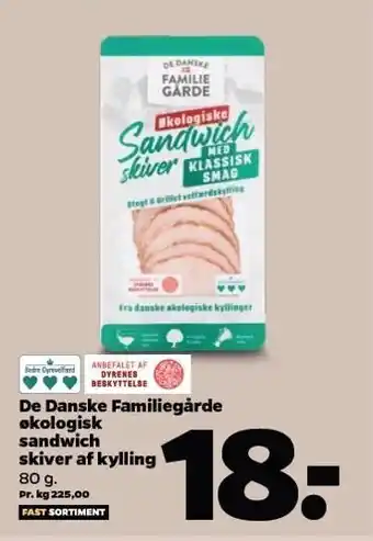 De danske familiegårde økologisk sandwich skiver af kylling
