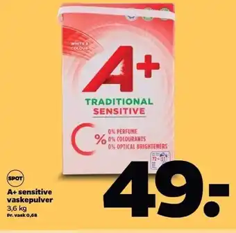 Netto A+ sensitiv vaskepulver tilbud