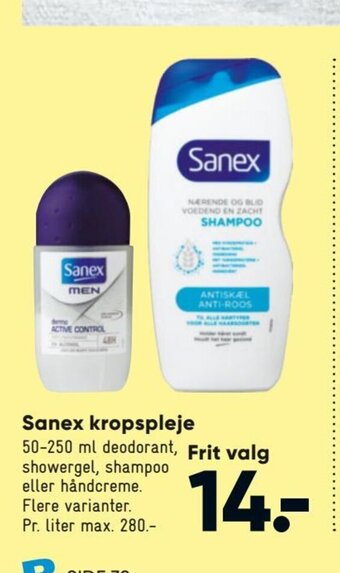 Bilka Sanex Kropspleje tilbud