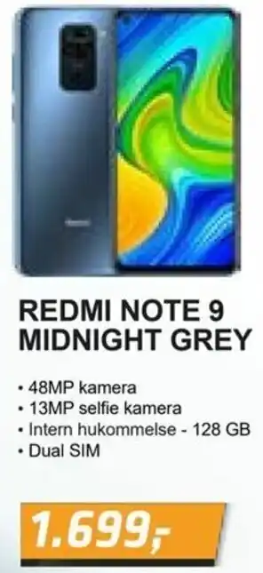 Redmi Note 9 Midnight Grey