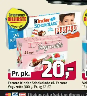 Fleggaard Ferrero Kinder Schokolade el. Ferrero Yogurette tilbud