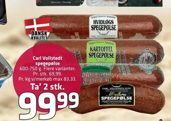 Fleggaard Carl Vollstedt spegepølse tilbud