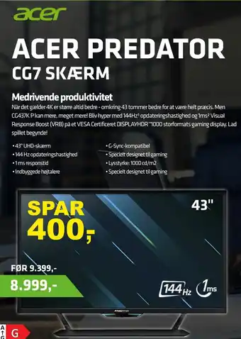 LabTech Data Acer Predator Cg7 Skærm tilbud