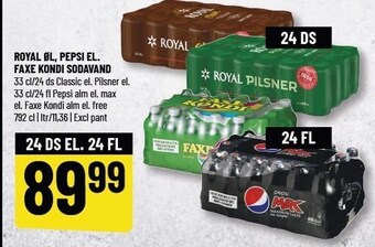 Løvbjerg Royal Øl, Pepsi El. Faxe Kondi Sodavand tilbud