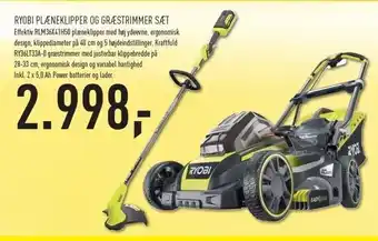 Johannes Fog Ryobi plæneklipper og græstrimmer sæt tilbud