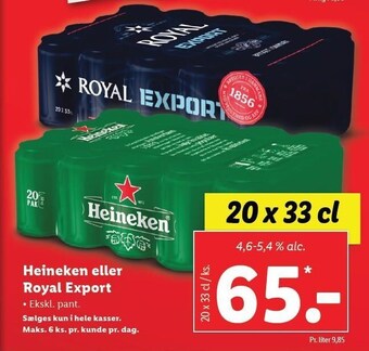 Lidl Heineken el. Royal Export tilbud