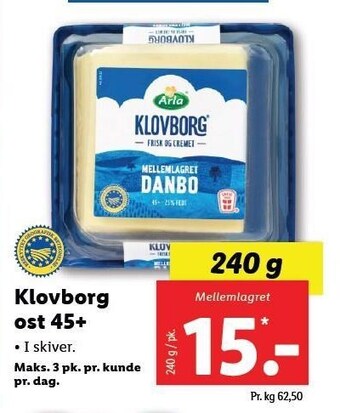 Lidl Klovborg ost tilbud