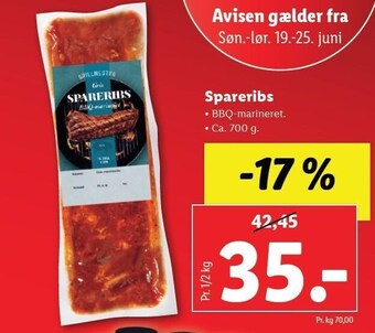 Lidl Spareribs tilbud