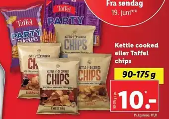 Lidl Kettle cooked el. Taffel chips tilbud