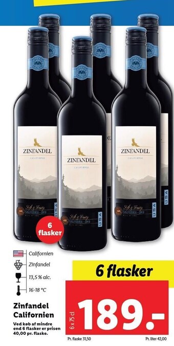 Lidl Zinfandel californien tilbud