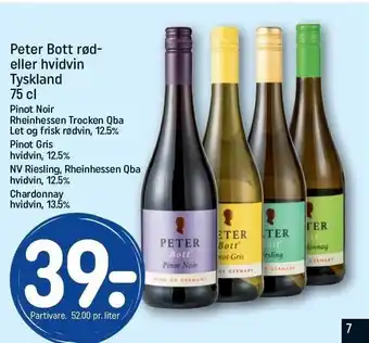REMA 1000 Peter Bott rød el. hvidvin tilbud