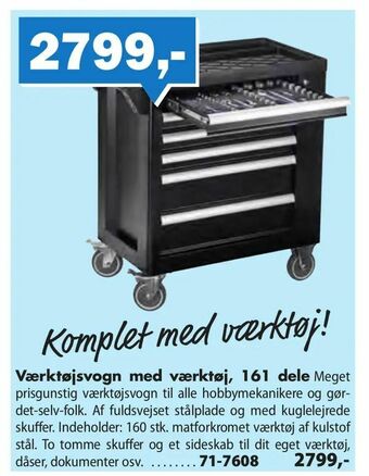 Biltema Værktøjsvogn med værktøj, 161 dele tilbud