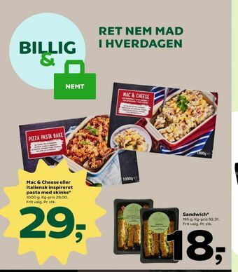 Coop 365 Mac & Cheese eller italiensk inspireret pasta med skinke tilbud