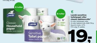 Coop 365 Lambi sensitive toiletpapir eller classic køkkenrulle tilbud