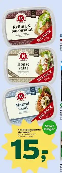 Coop 365 K-salat pålægssalater stor bæger tilbud