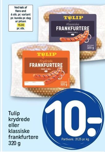 REMA 1000 Tulip krydrede eller klassiske frankfurtere tilbud