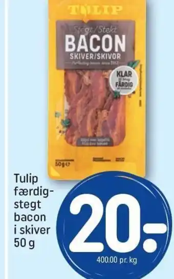 REMA 1000 Tulip færdig stegt bacon i skiver tilbud