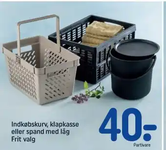 Indkøbskurv, klapkasse eller spand med låg