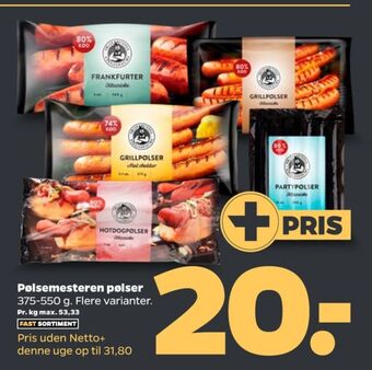 Netto Pølsemesteren grillpølser tilbud