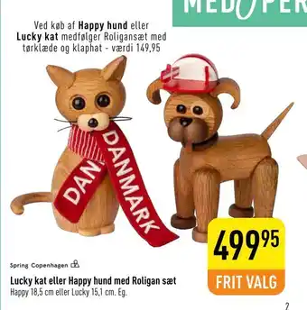 Imerco Lucky kat eller Happy hund med Roligan sæt tilbud