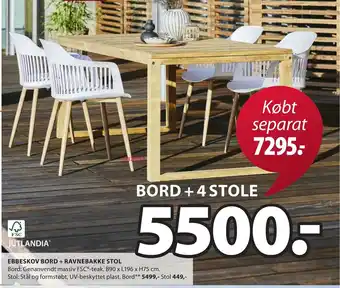 JYSK Ebbeskov Bord + Ravnebakke Stol tilbud