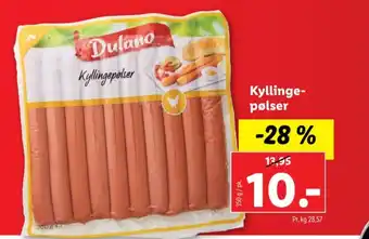 Lidl Dulano kyllingepølser tilbud