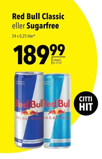 Citti Red Bull Classic eller Sugarfree tilbud