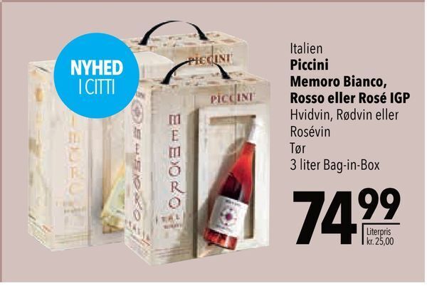 Citti Piccini Memoro Bianco, Rosso eller Rosé IGP tilbud
