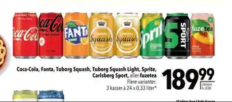 Citti Coca-Cola, Fanta, Tuborg Squash, Tuborg Squash Light, Sprite, Carlsberg Sport, eller fuzetea tilbud