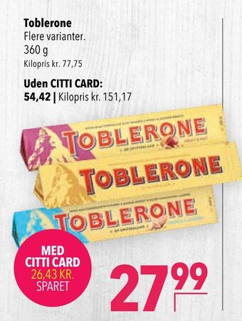 Citti Toblerone tilbud