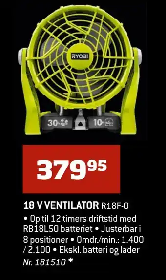 Bygma 18 v ventilator tilbud