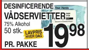 ABC Lavpris Desinficerende vådservietter tilbud