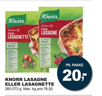 Let-Køb Knorr lasagne eller lasagnette tilbud