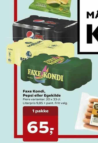 Kvickly Faxe Kondi, Pepsi eller Egekilde tilbud