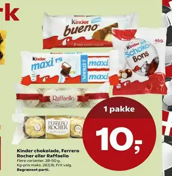 Kvickly Kinder chokolade, Ferrero Rocher eller Raffaello tilbud
