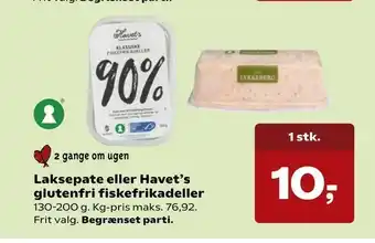 Kvickly Laksepate eller Havet's glutenfri fiskefrikadeller tilbud