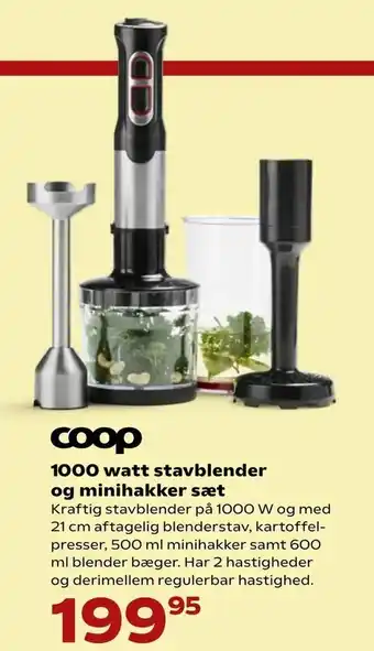 Kvickly 1000 watt stavblender og minihakker sæt tilbud