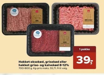 Kvickly Hakket oksekød, grisekød eller hakket grise- og kalvekød 8-12% tilbud