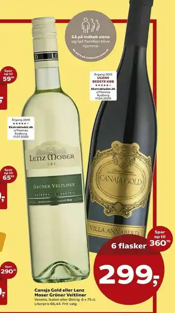 Kvickly Canaja Gold eller Lenz Moser Grüner Veltliner tilbud
