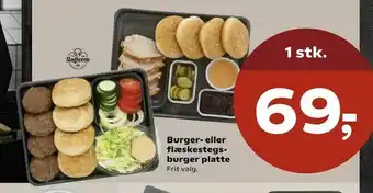 Kvickly Burger- eller flæskestegs burger platte tilbud