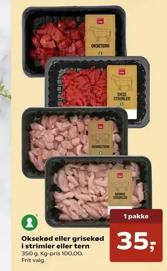 Kvickly Oksekød eller grisekød i strimler eller tern tilbud