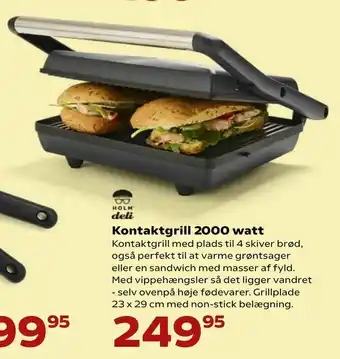 Kvickly Kontaktgrill 2000 watt tilbud