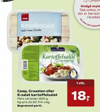 Kvickly Coop, Graasten eller K-salat kartoffelsalat tilbud