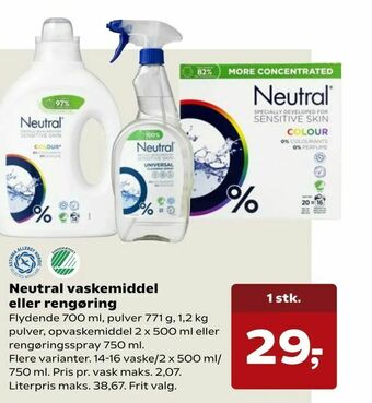 Kvickly Neutral vaskemiddel eller rengøring tilbud