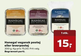 SuperBrugsen Hanegal vegansk postej eller leverpostej tilbud
