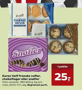 Karen Volf franske vafler, chokoflager eller snøfler