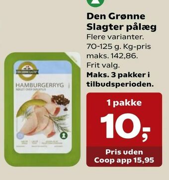 SuperBrugsen Den Grønne Slagter pålæg tilbud
